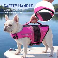 1 pieza Chaleco salvavidas ajustable de alta flotabilidad para perros con tiras reflectantes, dispositivo de flotación durable para mascotas para nadar y navegar, ligero para perros pequeños/medianos/grandes - Morado - Ver 6