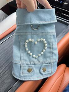 PETCIRCLE 1pc Pet Clothes, Dog Jacket Coat, Heart Design, For Small Dogs - Blue - View 6