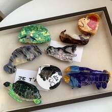 1pc Ocean Series Acrylic Printed Claw Clip With Small Fish, Turtle, Lobster, Hair Claw, Vacation Style Unique Niche Hair Clip - Multicolor - View 10