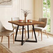 Kleiner Esstisch für 4 Personen, quadratischer Esstisch für kleine Räume, Esszimmertische, rustikaler brauner Holz-Küchentisch mit Metallbeinen, moderner Freizeit-Café-Tisch für Wohnung FFPT - 1 - Übersicht 7
