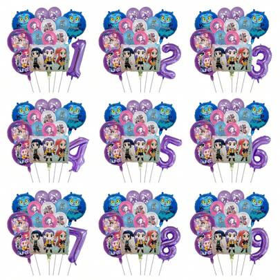 Decoraciones para fiesta de cumpleaños de niña cool de fiesta de música K-Pop, incluye bolas con flecos, globos con números, suministros y juguetes para fiesta de baby shower
