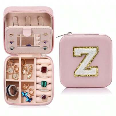Jewelry Organizer Box 2-Layer Large Jewelry Storage Case Portable Travel Jewelrys Display Holder For Earrings Necklaces Bracelets Beige PU Leather