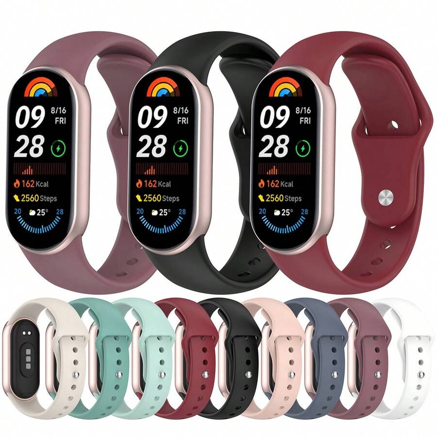 1PC Silicone Strap Compatible With Mi Band 8 9 10 Straps Sport Watchband Fashion Bracelet Replacement Compatible With Mi Band10 9 8 Wristband Accessory - Mi Band 10/9/8 - View 1
