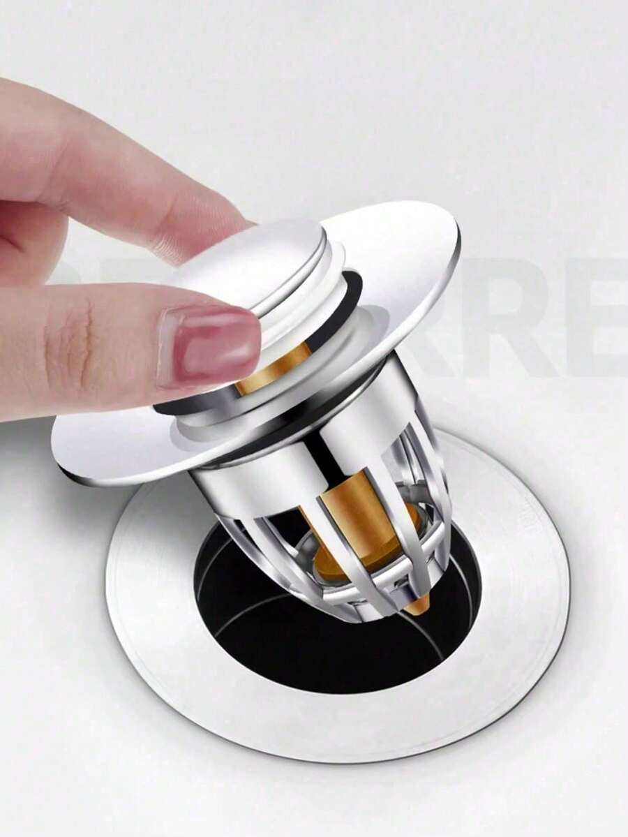 1/2个通用浴室水槽排水塞，带毛发收集器、弹簧式浴缸排水盖、塑料芯弹跳式水槽塞、水槽排水过滤器、按压式水槽塞、浴室配件、浴室用品