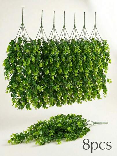 8pcs/4pcs/2pcs/1pc Artificial Eucalyptus, Artificial Plants, Artificial Vines, Home Decor, Room Decor, Scene Decoration, Christmas Green Home Decor, Spring Home Decor, Spring Decoration, Valentine's Day Decor, Valentine's Gift, Garden Decor, Mother's Day Gift, Wedding Season