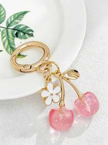 2 Pieces Of New Boy's And Girl's Universal Shiny Imitation Cherry Keychains, Fashionable And Exquisite Three-Dimensional Cherry Blossom Accessory, Bag Hanger - Multicolor - View 6
