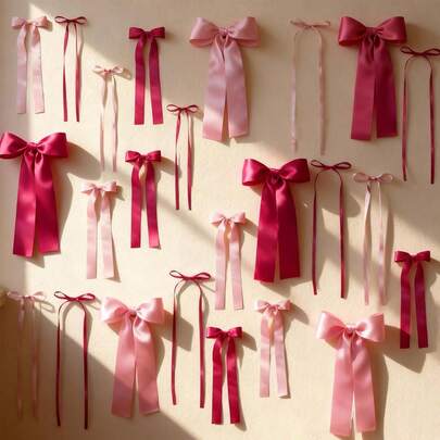 14/26/50个粉色蝴蝶结墙饰，DIY蝴蝶结花环，可用于拍照背景、生日房间卧室装饰、婚礼、婴儿派对、单身派对装饰