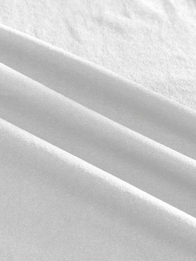 男士针织时尚休闲日常宽松短袖拼布T恤，夏季，街头潮流 - 白色 - 查看 5