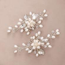 1pc Elegant Floral Iron Headband, Bridal Wedding Hair Accessory, Suitable For All Seasons - Silver - View 13