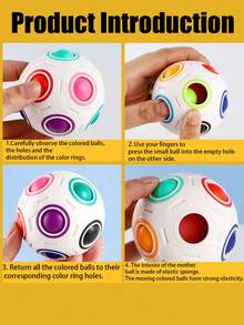 12-Hole Rainbow Ball Magic Cube, Fascinating Rainbow Cube Ball, Fun Magic Ball & Stress Relief Toy For Adults - View 4