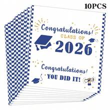 10 Pcs Class Of 2026 Graduation Chocolate Bar Decor Stickers, Blue & Gold Checkered Grad Cap Design Graduation Chocolate Candy Wrapper Labels, "Congratulations! You Did It!" Graduation Chocolate Stickers For Graduation Party Favors, Graduation Gifts & Graduation Celebrations - A - View 7