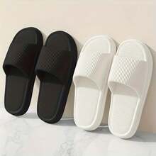 Men's Summer Silent Slippers Indoor Home Bathroom Non-Slip Soft Sole Anti-Odor Sandals Women's Comfortable Lightweight - màu đen - Xem 6