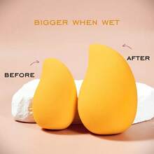 6/12 Pcs Mango Shape Makeup Sponge, Soft Wet & Dry Dual-Use Cosmetic Puff For Foundation, Cream, Beauty Sponge For All Skin Tones, Ideal Makeup Tool For Travel & Daily Use - Yellow - View 4