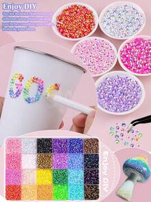 1 cutie/24 de brelocuri pentru unghii în culori, accesorii pentru unghii cu cioburi, set de strasuri din rășină, pietre prețioase cu fund plat multicolore de 3 mm (uneltele nu sunt incluse), brelocuri pentru unghii, primăvară/vară, accesorii simple pentru unghii metalice, strasuri strălucitoare pentru unghii, potrivite pentru accesorii DIY multifuncționale pentru decorarea unghiilor - Multicolor - Vizualizare 2