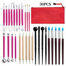 30pcs Ceramic Art Tools Set, Clay Sculpting Carving Handcraft DIY Modeling Dotting Pen Brushes - 30-piece Pottery Tool Set - View 1