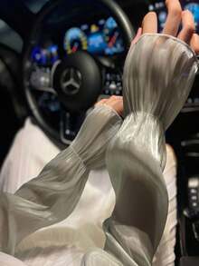 1 Pair New Chinese Style Ice Silk Sun Protection Arm Sleeves, Graceful Arc Design, Suitable For Cycling, Driving, Summer Sun Protection - Multicolor - View 12