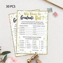 Bộ 10/30 lá bài Bingo "Ai hiểu người tốt nghiệp nhất?" dành cho tiệc tốt nghiệp - Chất liệu giấy, không cần điện, không dùng đạo cụ và không có lông vũ. - A - Xem 9