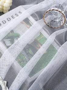 1pc White Soft Elastic Hexagonal Mesh Fabric, For Sewing Pockets, Straps, Clothing, Bags DIY - White - View 3