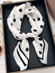 1pc Casual Polka Dot Print 70cm Square Scarf, New Spring/Autumn Ladies Versatile Headband, Waistband, Headwear, Fashion Neckerchief - Multicolor - View 3