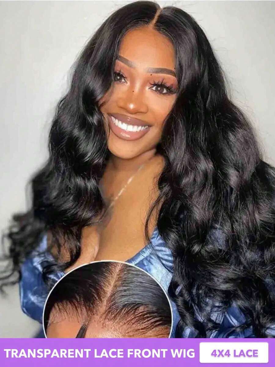 Bleached Knots 24 Inch Body Wave Human Hair Front Wigs Pre Plucked With Baby Hair 4x4 Lace Wear And Go Glueless Wigs Real Human Hair 150% Density Loose Body Lace Front Wigs Human Hair Wigs For Women No Glue Lace Front Closure Ready To Wear Wigs 8-26 28 30 Inch Natural Black #1B - Natural Black - View 1