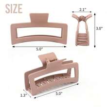 5 Inches Extra Large Claw Clips For Thick Hair And Long Hair, 4 Packs Xl Jumbo Claw Clips, Oversized Matte Non-Slip Rectangle Hair Clips For Women, Big Strong Hold Jaw Clip, Neutral Color Casual, School Stuff, College Fall Winter Hair Accessories For Women For Vacation Outfits Woman - 4 件,每種顏色一件 - 查看 3