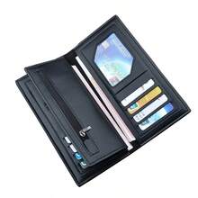 1个极简格纹男士钱包 - 黑色 - 查看 2