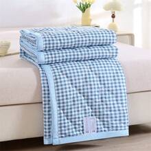 1pc Plaid Pattern Summer Quilt/Air Conditioning Quilt, Modern Minimalist Style Polyester Fiber Blue Plaid Pattern, Ultrasonic Quilting Craftsmanship, Breathable Moisture-Wicking Washable Summer Quilt, Suitable For Bedroom, Home, Hotel And Hostel Use - Lan Xiaoge - View 2