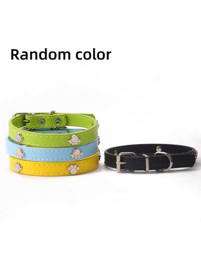 طوق كلب بطبعة أثر القدم بلون عشوائي، طوق كلب على الطراز الكوري الجديد للكلاب الصغيرة/المتوسطة، لوازم وإكسسوارات الحيوانات الأليفة