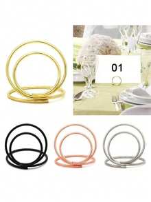 5pcs Round Paper Clip Photo Card Display Stand, Table Card Holder, Photo Clip, Table Number Holder, Suitable For Wedding, Party, Birthday, Office And Other Occasions - Table Clip - View 2