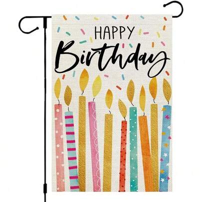 Crowned Beauty Happy Birthday Garden Flag, 12x18 Inch Double-Sided Colorful Candles Outdoor Welcome Party Decoration Gift Yard Decor, Outdoor Celebration, Festive Display, Doublesided Flag, Vibrant Pattern, Durable Fabric, Birthday Banner, Decorative