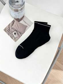 1双男士纯色透气薄网眼短袜，适合春夏穿着 - 彩色 - 查看 4