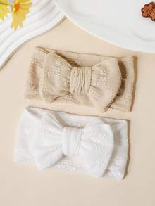 2/5pcs Baby & Kids Soft Elegant Fashion Double-Layer Mesh Bow Headbands, Cute Toddler Elastic Hair Accessories, Suitable For Daily Use, Spring/Summer - Multicolor - View 12