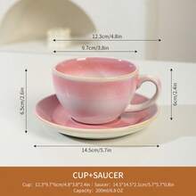 1 Cup & 1 Saucer 2-Piece Ceramic Coffee Set, Spring Series, Suitable For Spring Festivals And Parties, Mother's Day Gift, Home Or Cafe Use, Dishwasher, Microwave, Oven, Refrigerator - Multicolor - View 16