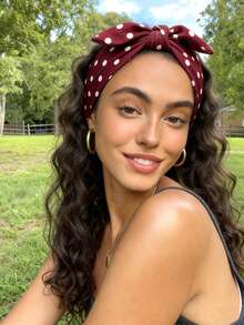 1条全新纯色蝴蝶结波点宽发带，适合日常、节日、运动等场合，防滑透气，弹性运动发带，日常及节日礼物，夏季发饰，沙滩发带，度假吸汗带 - 彩色 - 查看 4