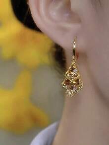 YSH.ZIXIN 1 par de pendientes de cristal prisma de alta gama, diseño de ganchos de cobre, elegante para mujeres - Cristal prismático - Ver 2