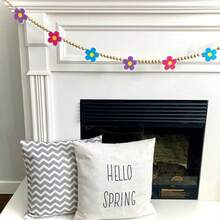 Easter Party Decoration Beaded Felt Rabbit Carrot Banner Garland Swag Hanging Ornament, Spring Holiday Felt Bunny Veggie Bunting For Mantel, DIY Craft Felt Garland With Wood Beads, Farmhouse Easter Hanging Decor For Wall Fireplace - 木珠單條款A-015 - 查看 2