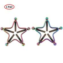 1 Cặp kẹp khuyên núm vú bằng thép không gỉ có thể điều chỉnh, không cần xỏ lỗ, trang sức cơ thể dành cho người lớn, hình khiên, ngôi sao, kẹp vít trang sức cơ thể dành cho phụ nữ - vòng núm vú - Xem 4