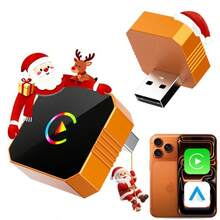 Adaptador inalámbrico CarPlay actualizado para iPhone y Android, Dongle CarPlay inalámbrico 2 en 1 Mini USB, Conexión rápida, WiFi de doble banda, Sin retraso, Plug & Play, Reconexión automática rápida - Naranja colorido - Ver 1