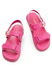 Flat Sandals For Women Comfortable Open Toe Summer Sandals Adjustable Fashion Cute Casual Sandals Shoes - 玫紅色 - 查看 5