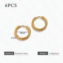 6pcs 304 Stainless Steel 18K Gold-Plated Multi-Size Round Ear Cuff Earrings DIY Charm Jewelry Earring Making Accessories Women's Stainless Steel Jewellery Earring Components - Earrings - View 20