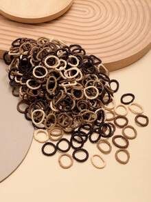 100pcs Basic Coffee Color Seamless Small Spiral Hair Ties, Suitable For Daily Ponytail, Bun, Pigtails, All Seasons, Fashionable Hair Accessory Gift, Ideal For Outings, Parties, Beach Vacations, Dates, Commuting, Easy Styling, Practical Item! Scrunchie Elastic Hair Ties - Brown - View 4