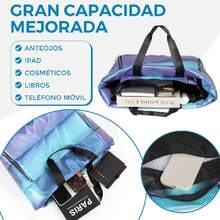 Bolsa Deportiva Mujer, Bolso Tote Acolchada Impermeable, Puffer Bag con Bolsillo para Esterilla de Yoga, Bolsa Gym Mujer para Gimnasio, Yoga, Viajes (Rosa),43460974 - Negro - Ver 4