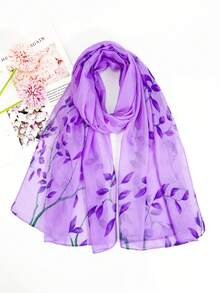 1pc Casual Leaf Pattern Woven Fabric Women's Fashion Printed Scarf, Suitable For Spring, Summer And Autumn - Multicolor - View 4