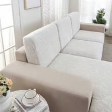 1pc Jacquard Stretch Sofa Cover, Sofa Seat Cushion Cover, Suitable For 1/2/3/4 Seater Sofa, Chaise Lounge, Backrest Cover, All Season Universal Sofa Protector - White - View 5