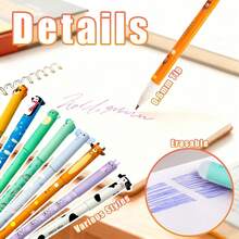 22pcs Erasable Pen Set, 10pcs Animal Erasable Pens, 12pcs Refills, Easy To Erase, Leak-Proof, Suitable For School, Exams And Gifts, School Supplies | Warm Gel Pens | Plastic Gel Pens, Perfect Back To School Gift - 10 Pens + 12 Colored Pen Refills - View 1