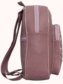 Women's Backpack, Small Bag With A Cool And Delicate Print + Pompom Keychain. - Rusty Rose - View 3