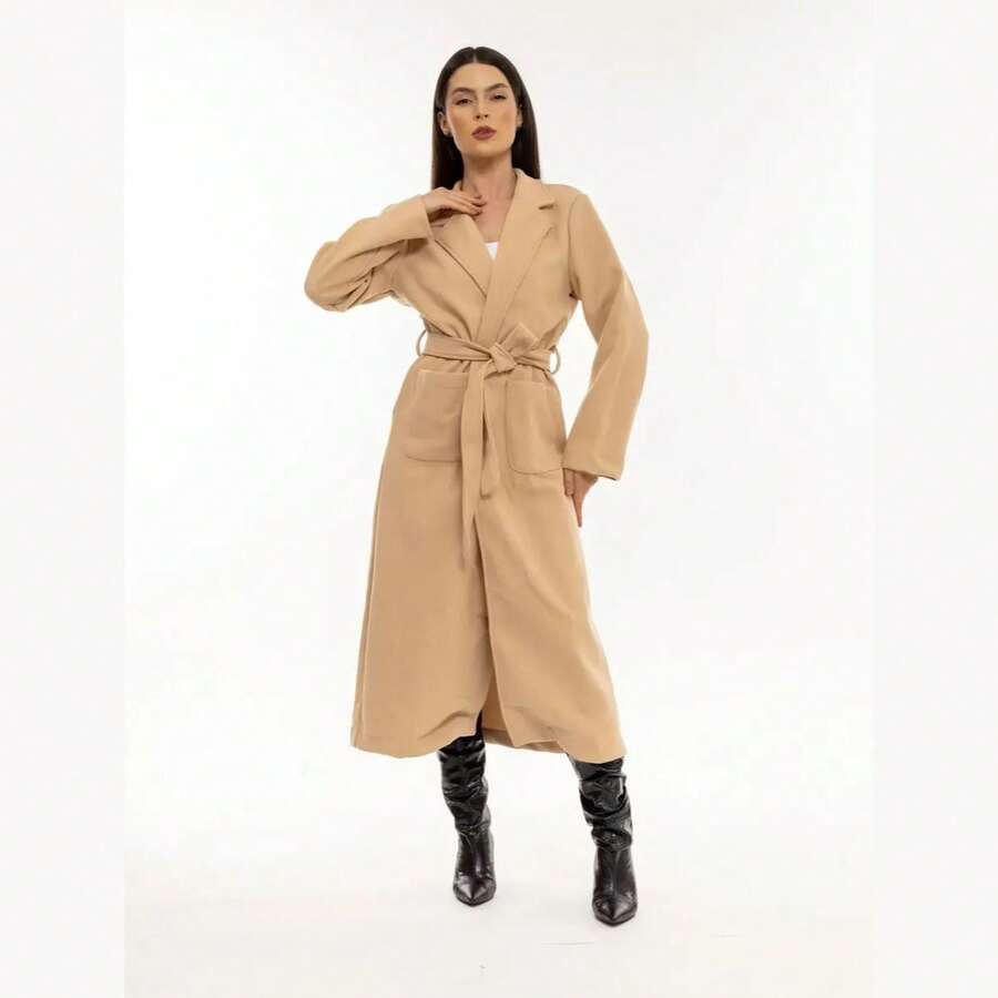 Elegant Double-Pocket Coat HF-SBT-005 - 裸體 - View 1