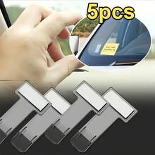 5 piezas Juego de clips transparentes para coche - Adecuado para coches, camiones, autocaravanas | Soporte duradero para permisos de estacionamiento y entradas con diseño de fácil acceso, organización de vehículos, organizador minimalista, material flexible, construcción resistente, para viajeros de autocaravana, gestores de flotas - Clip fijo - Ver 1
