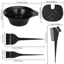 1pc Hair Coloring Cape, Or 5pcs Hair Coloring Tool Set Including 3 Hair Dye Brushes, 1 Hair Coloring Cape, 1 Hair Dye Mixing Bowl, Salon Hair Dye & Cut Hairdressing Gown And Bowl & Brush. Suitable For Home Or Salon Use. - Multicolor - View 5