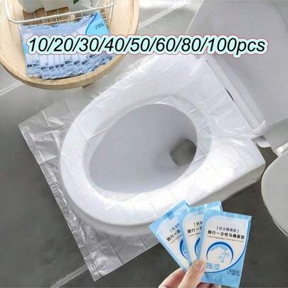 10/20/30/40/50/60/80/100片装便携式一次性透明马桶座套，旅行便携式马桶座套，防水马桶座套，便携式马桶座套，家居必需品，商务旅行露营医院车站必备旅行配件，酒店住宿，确保使用公共卫生间时的个人卫生
